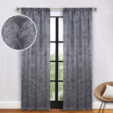 Leaves Room Darkening Washable Blackout Curtain Panels, Set of 2